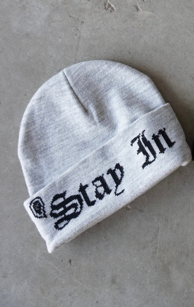 GRY/BLK “STAY IN YOUR LANE” BEANIE