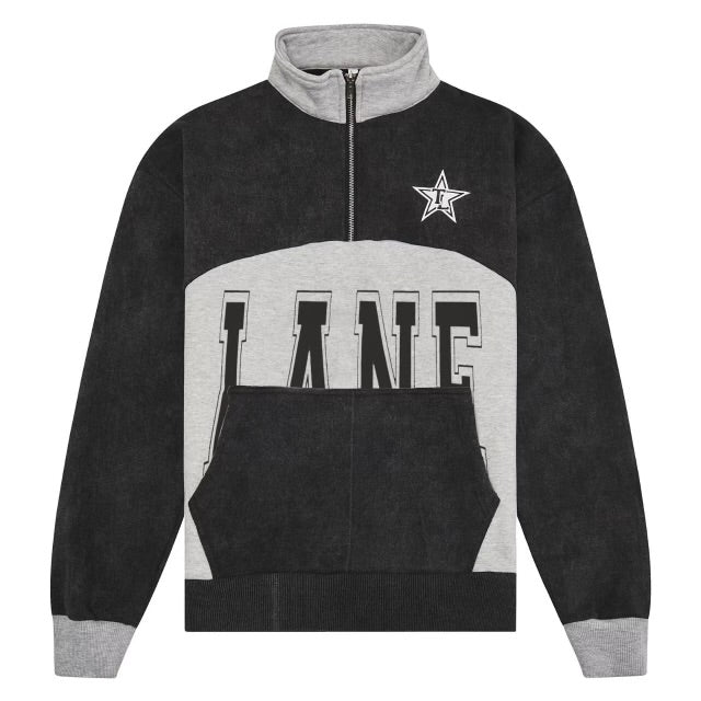 BLK/GRY “LANE” COLLEGIATE 1/4 ZIP PULLOVER