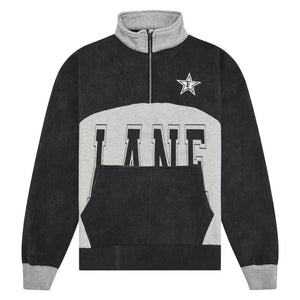 BLK/GRY “LANE” COLLEGIATE 1/4 ZIP PULLOVER
