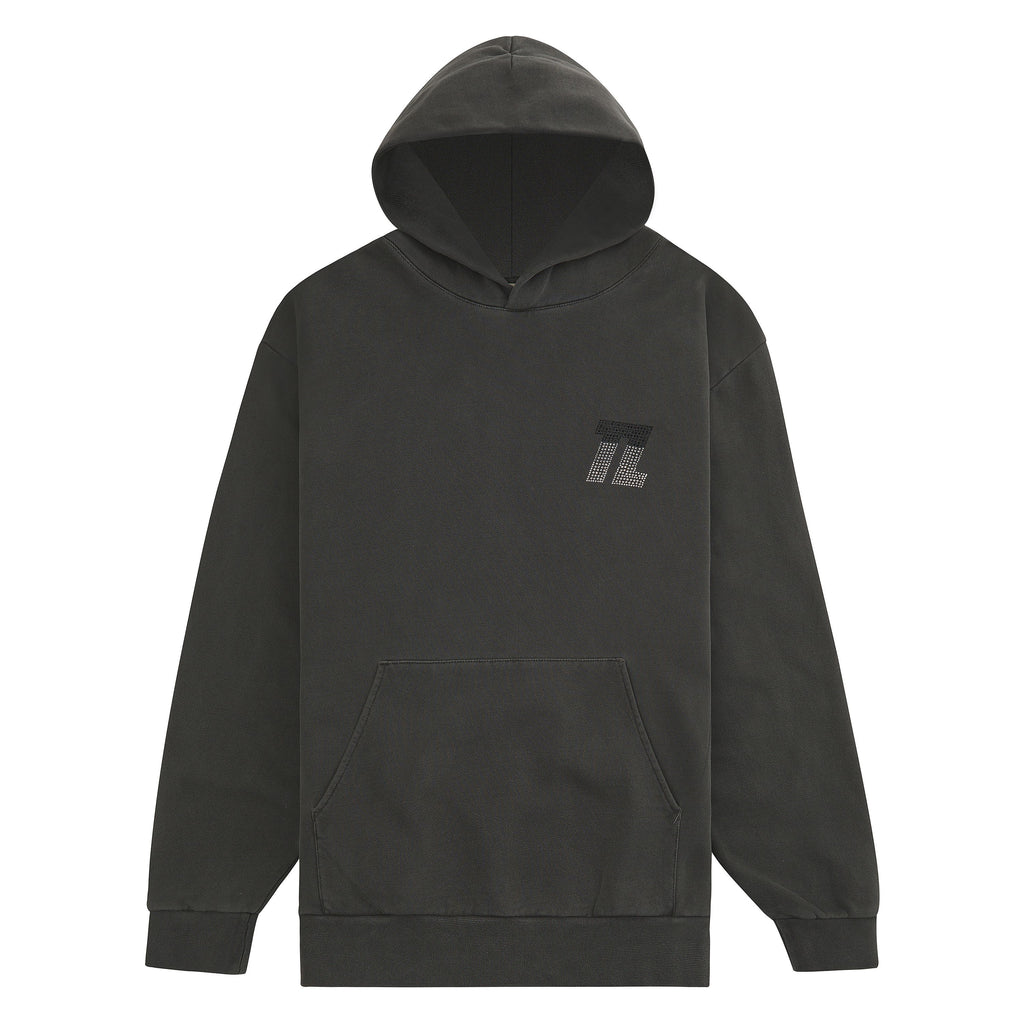 HEAVYWEIGHT WASHED BLK RHINESTONE HOODIE
