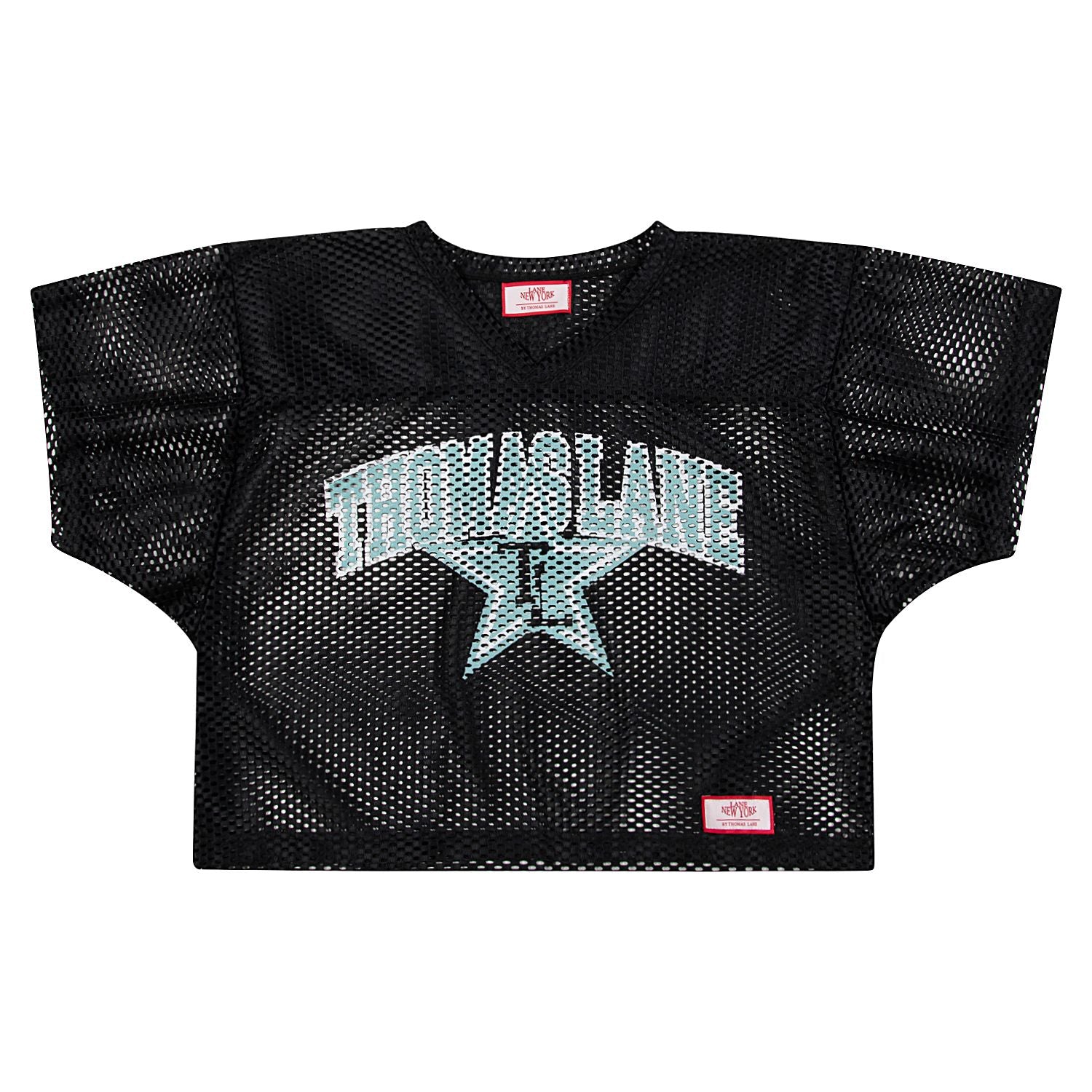 BLACK VINTAGE MESH CROPPED FOOTBALL JERSEY – THOMAS LANE