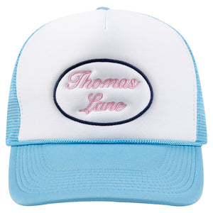 BABY BLUE/WHITE OVAL TRUCKER