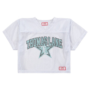 WHITE VINTAGE MESH CROPPED FOOTBALL JERSEY